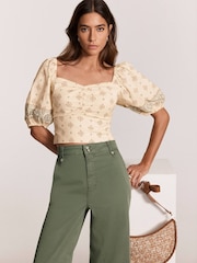 Mint Velvet Cream Print Cropped Top - Image 1 of 8