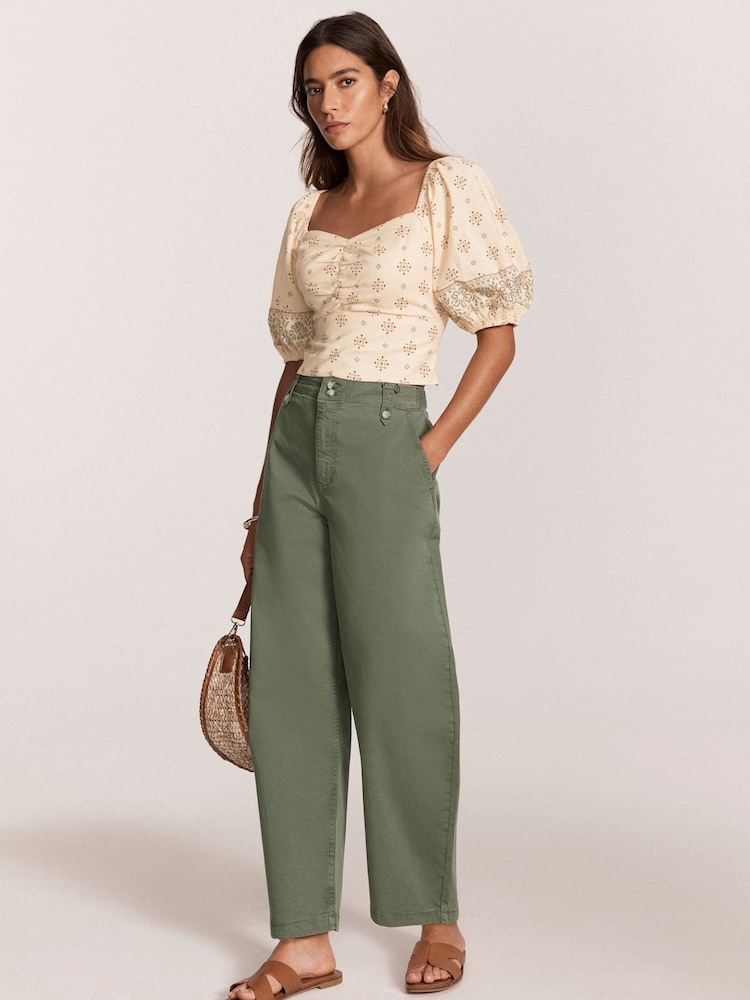 Mint Velvet Cream Print Cropped Top - Image 2 of 8