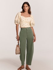 Mint Velvet Cream Print Cropped Top - Image 4 of 8
