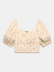 Mint Velvet Cream Print Cropped Top - Image 6 of 8