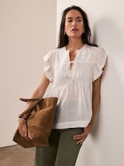 Mint Velvet White Cap Sleeve Blouse - Image 1 of 8