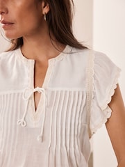Mint Velvet White Cap Sleeve Blouse - Image 4 of 8