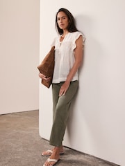 Mint Velvet White Cap Sleeve Blouse - Image 6 of 8