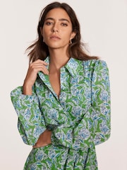 Mint Velvet Green Floral Print 100% Cotton Mini Dress - Image 3 of 8