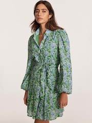 Mint Velvet Green Floral Print 100% Cotton Mini Dress - Image 6 of 8