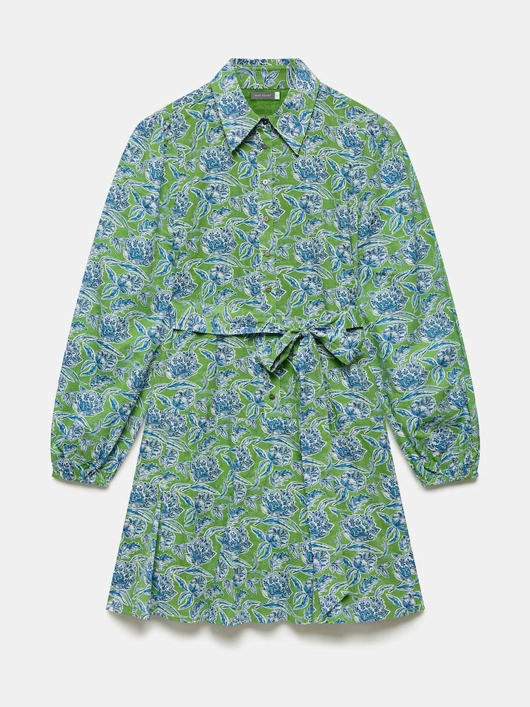 Mint Velvet Green Floral Print 100% Cotton Mini Dress - Image 7 of 8