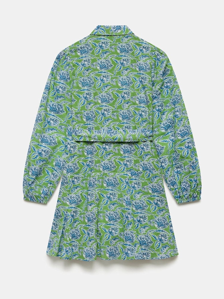 Mint Velvet Green Floral Print 100% Cotton Mini Dress - Image 8 of 8