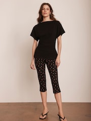 Mint Velvet Black Strawberry Print Cropped Trousers - Image 2 of 8