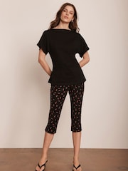 Mint Velvet Black Strawberry Print Cropped Trousers - Image 3 of 8
