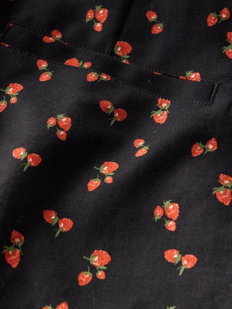 Mint Velvet Black Strawberry Print Cropped Trousers - Image 8 of 8