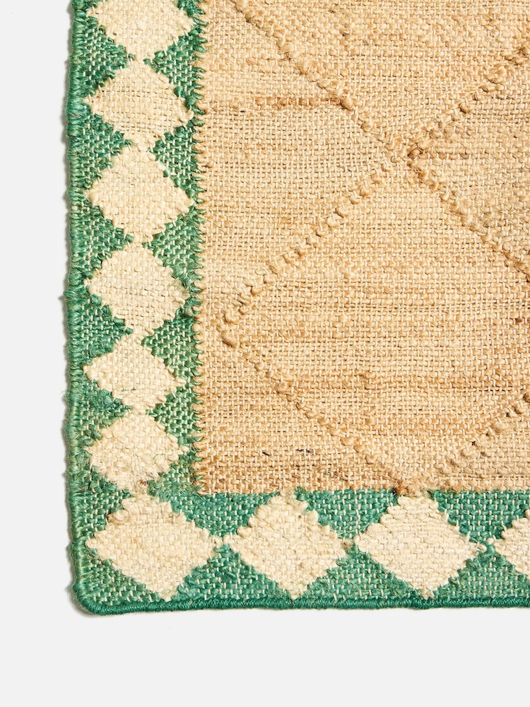 Oliver Bonas Natural Milos Diamond Bordered Jute Rug - Image 2 of 3