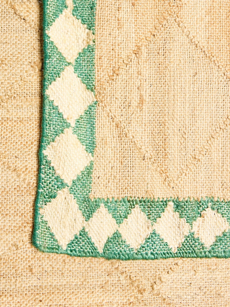 Oliver Bonas Natural Milos Diamond Bordered Jute Rug - Image 3 of 3