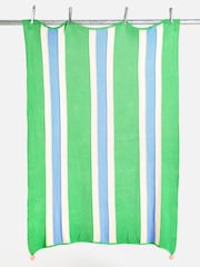 Oliver Bonas Green Striped Knitted 100% Cotton Throw - Image 5 of 5