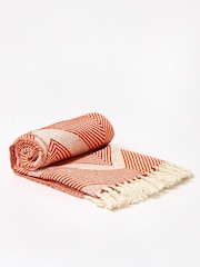 Oliver Bonas Orange Niru Woven Chevron Throw - Image 1 of 4