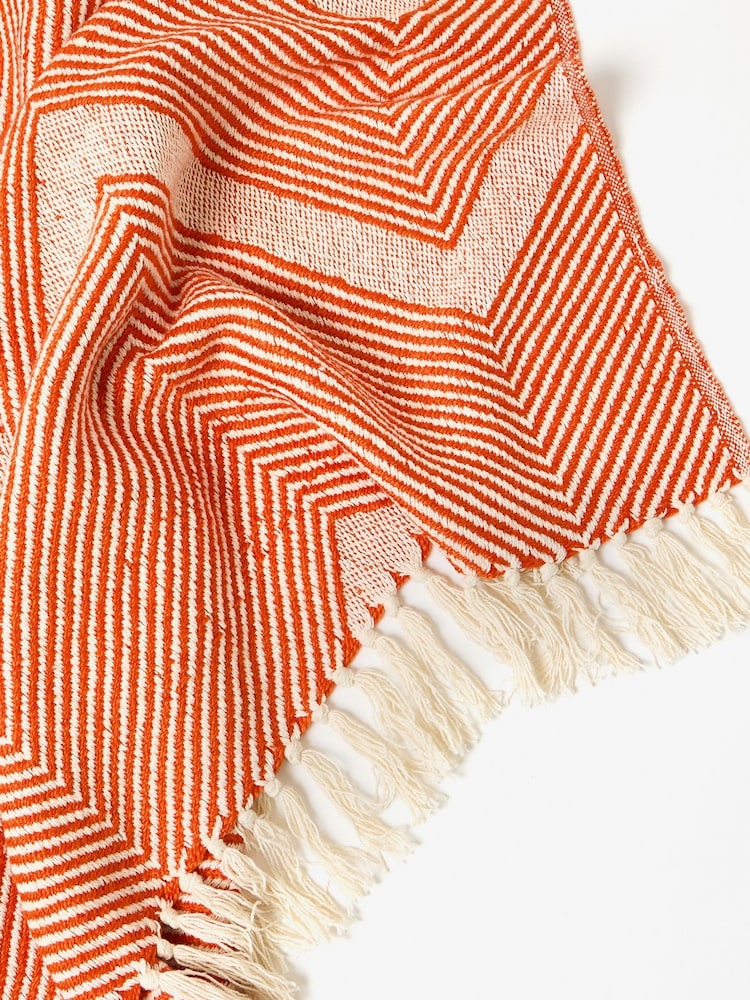 Oliver Bonas Orange Niru Woven Chevron Throw - Image 2 of 4