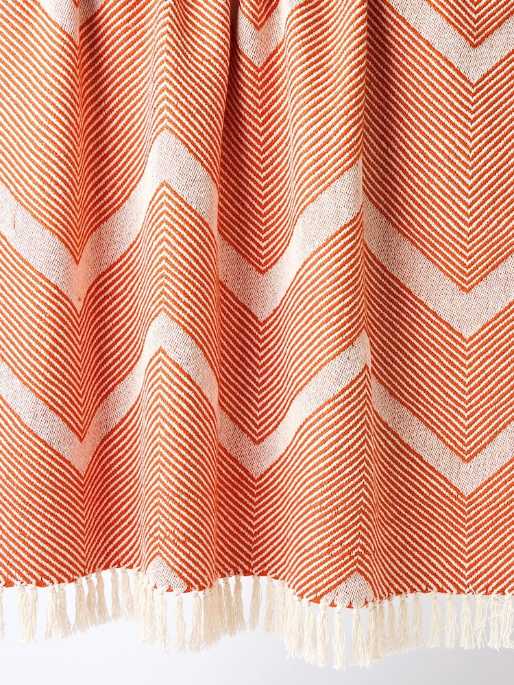 Oliver Bonas Orange Niru Woven Chevron Throw - Image 4 of 4