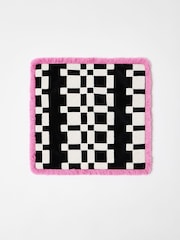 Oliver Bonas Black Embroidered Geometric Fringed Cushion Cover - Image 3 of 4