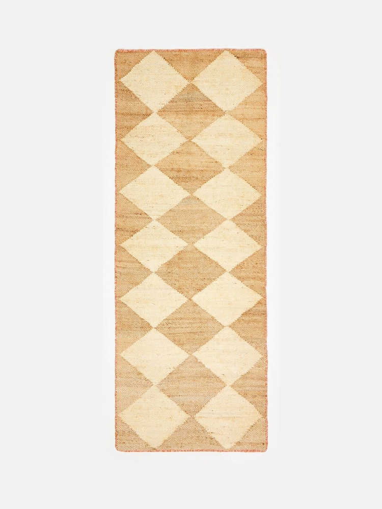 Oliver Bonas Natural Maia Chequerboard Weave Jute Runner - Image 1 of 5