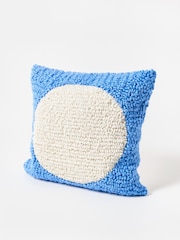 Oliver Bonas Blue Cream Circle Boucle Cushion Cover - Image 2 of 4