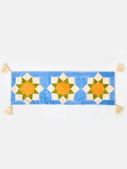 Oliver Bonas Blue Patchwork Quilted Bolster Cushion - Image 3 of 6