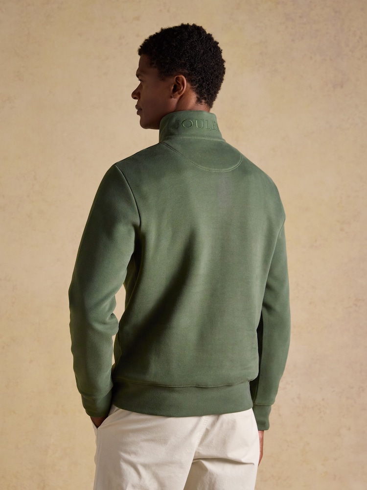 Khaki zelená - Žebrovaná úpletová mikina s čtvrtinovým zipem Joules Alistair French - Obrázek 2 z 8
