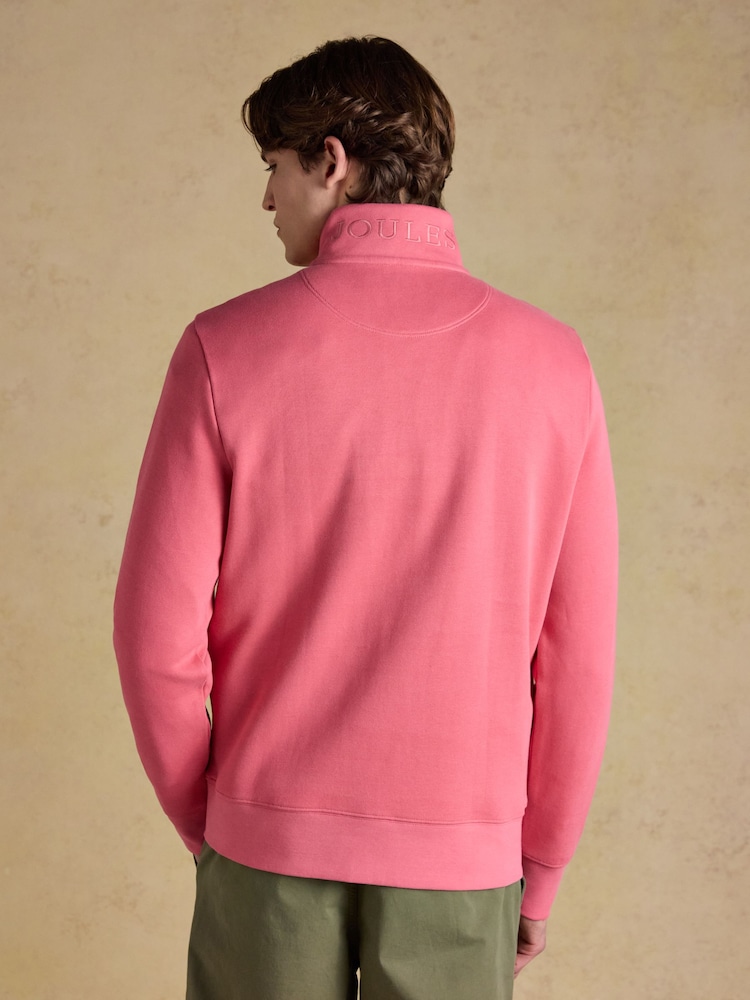 Joules Alistair Pink French Ribbed Knit Quarter Zip Sweatshirt - Image 2 of 8 Joules Alistair Pink French Ribbed Knit Quarter Zip Sweatshirt - Image 2 of 8
