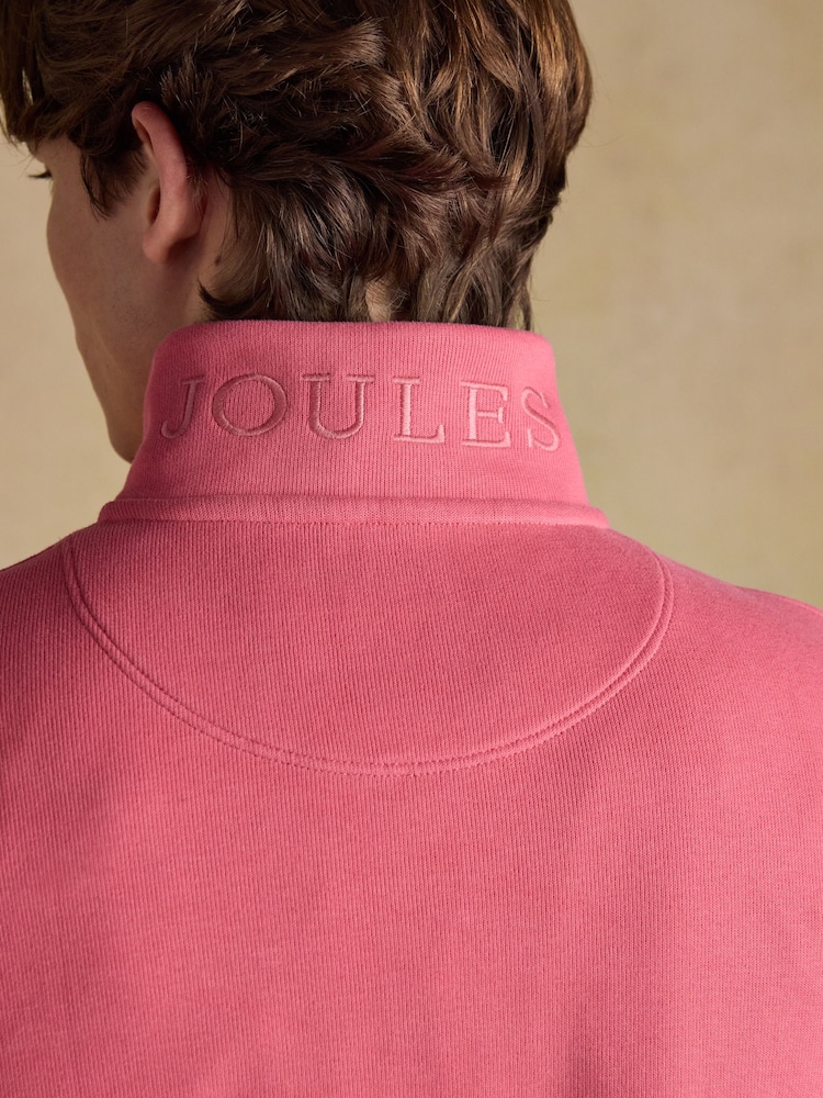 Joules Alistair Pink French Ribbed Knit Quarter Zip Sweatshirt - Image 8 of 8 Joules Alistair Pink French Ribbed Knit Quarter Zip Sweatshirt - Image 8 of 8