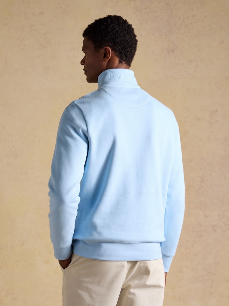 Modrá - Žebrovaná úpletová mikina s čtvrtinovým zipem Joules Alistair French - Obrázek 2 z 8