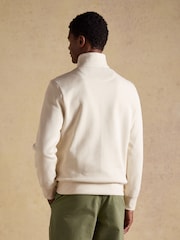 Krémová - Žebrovaná úpletová mikina s čtvrtinovým zipem Joules Alistair French - Obrázek 2 z 9