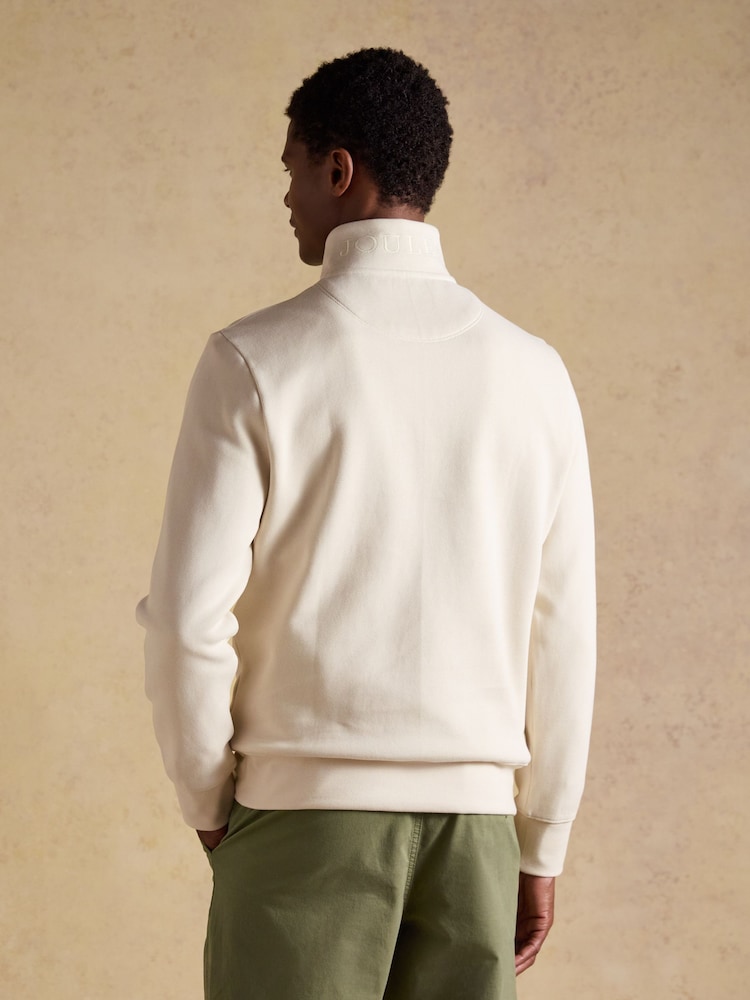 Krémová - Žebrovaná úpletová mikina s čtvrtinovým zipem Joules Alistair French - Obrázek 2 z 9