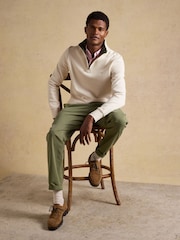 Krémová - Žebrovaná úpletová mikina s čtvrtinovým zipem Joules Alistair French - Obrázek 3 z 9