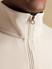 Krémová - Žebrovaná úpletová mikina s čtvrtinovým zipem Joules Alistair French - Obrázek 6 z 9