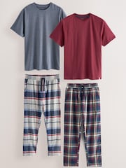 Blue/Red 100% Cotton Woven Flannel Pyjamas Set 2 Pack - Image 7 of 7