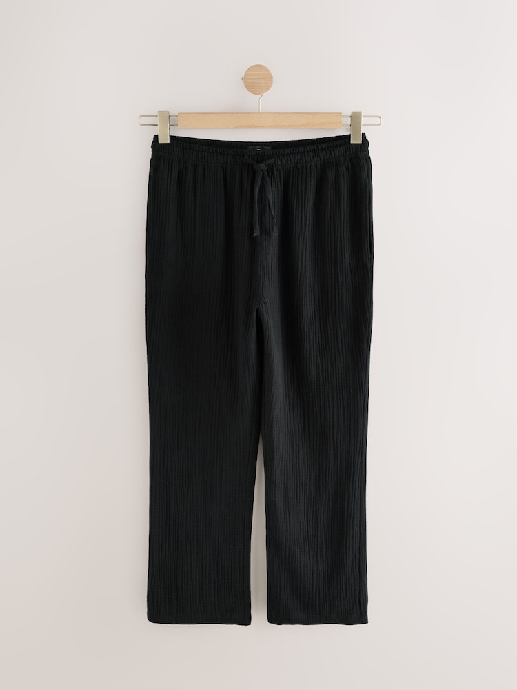Negru - 100% Cotton Woven Cheesecloth Pyjama Bottoms - Image 1 of 7
