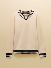 Joules Cream Brushed Cotton Rib Neck Sweatshirt - Image 10 of 10
