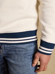 Joules Cream Brushed Cotton Rib Neck Sweatshirt - Image 5 of 10