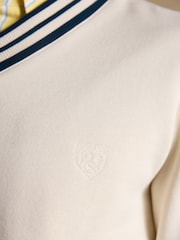 Joules Cream Brushed Cotton Rib Neck Sweatshirt - Image 7 of 10