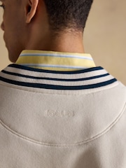 Joules Cream Brushed Cotton Rib Neck Sweatshirt - Image 9 of 10