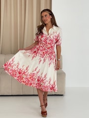 Girl In Mind Holland Boarder Print Collar Midi Dress - Image 2 of 5