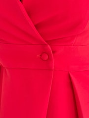 Girl In Mind Red Cameron Collared Tailored Shirt Dress - Image 6 of 6