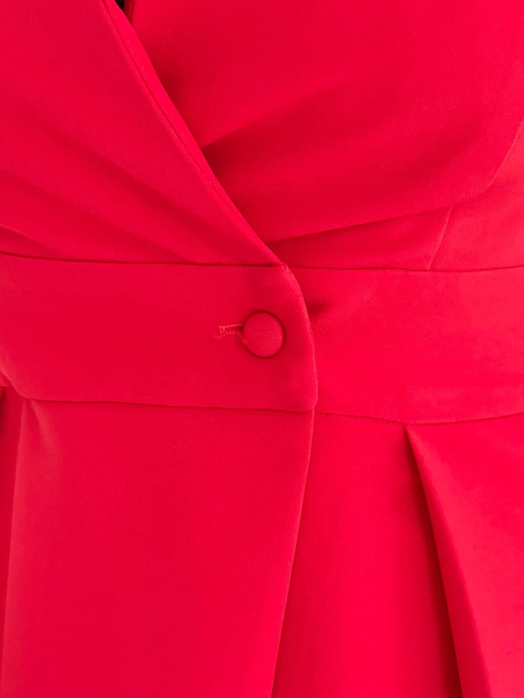 Girl In Mind Red Cameron Collared Tailored Shirt Dress - Image 6 of 6