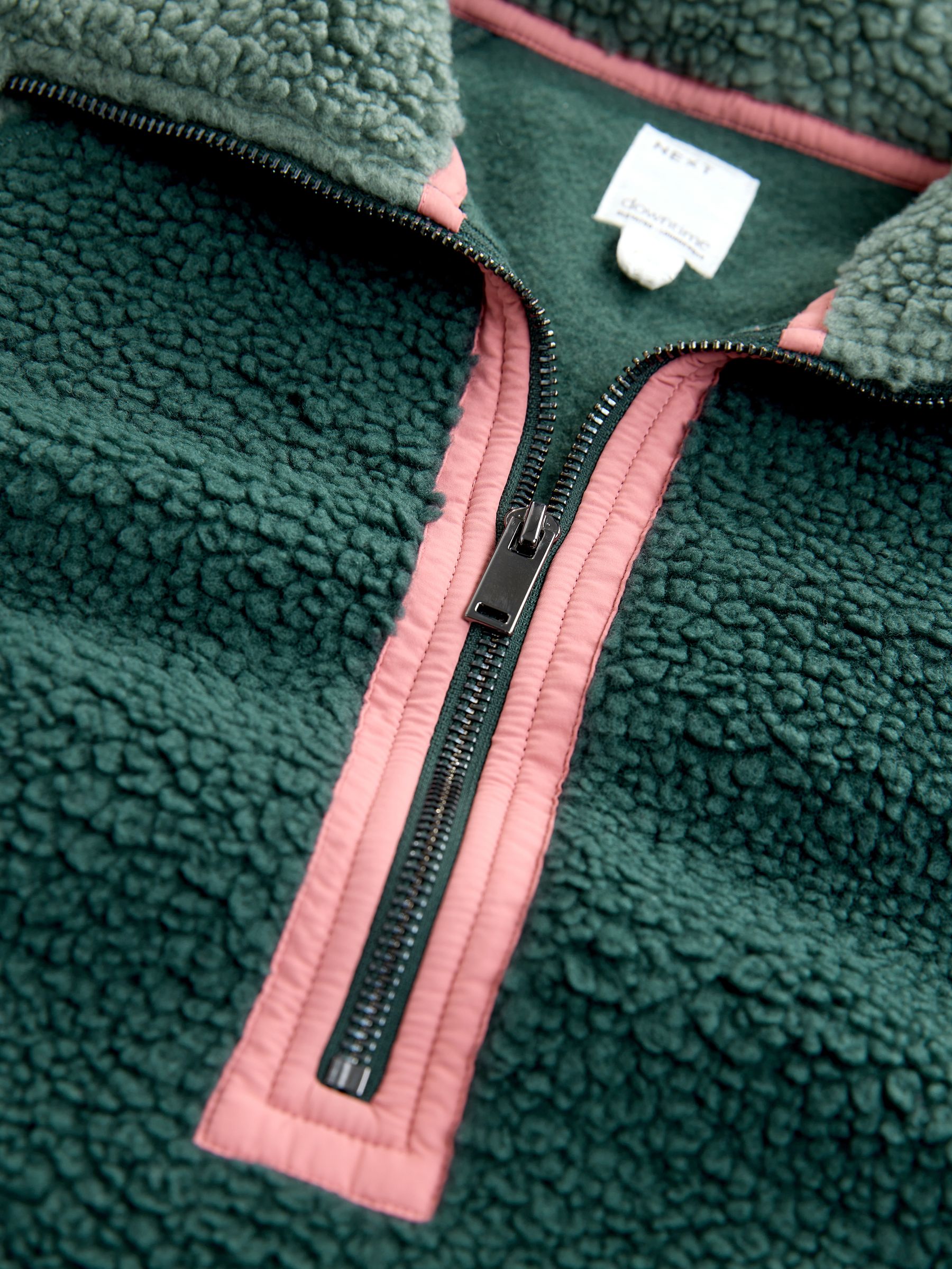 Buy Green/Pink Half Zip Borg Fleece from Next USA