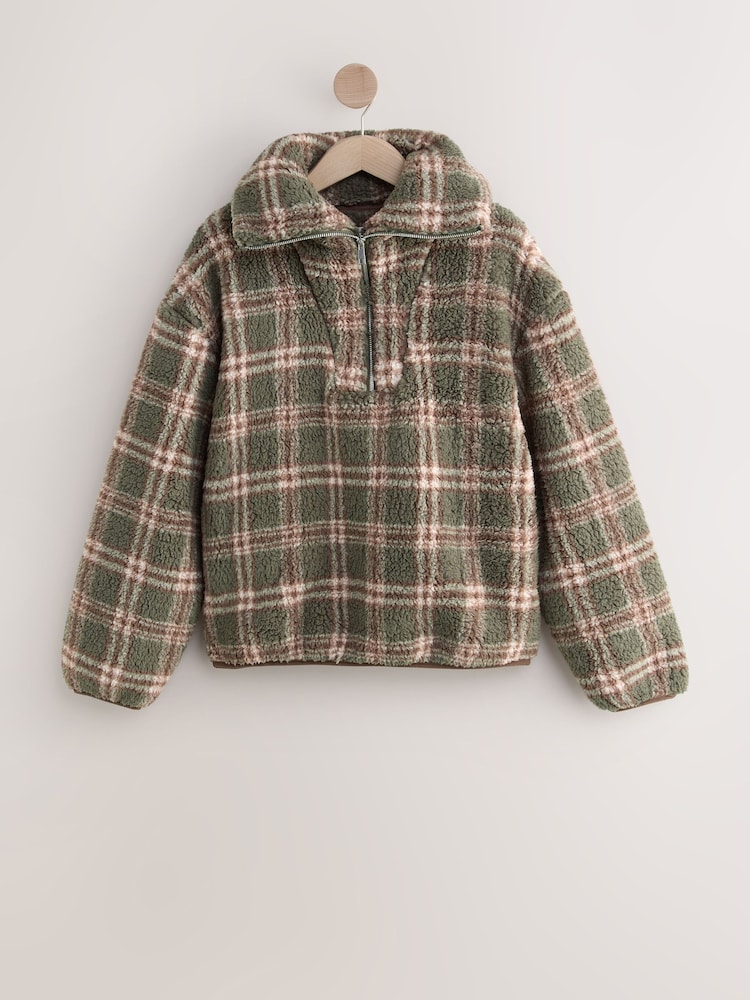 Green Check Borg Quarter Zip Fleece - Image 1 of 3