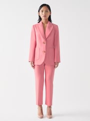 LK Bennett Pink Aimee Petite Desert Rose Twill Double Breasted Tailored Jacket - Image 1 of 4
