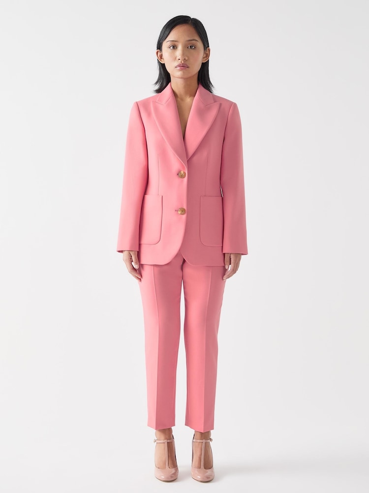 LK Bennett Pink Aimee Petite Desert Rose Twill Double Breasted Tailored Jacket - Image 1 of 4