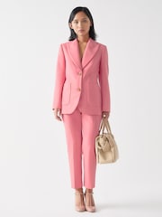 LK Bennett Pink Aimee Petite Desert Rose Twill Double Breasted Tailored Jacket - Image 2 of 4
