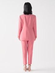 LK Bennett Pink Aimee Petite Desert Rose Twill Double Breasted Tailored Jacket - Image 3 of 4