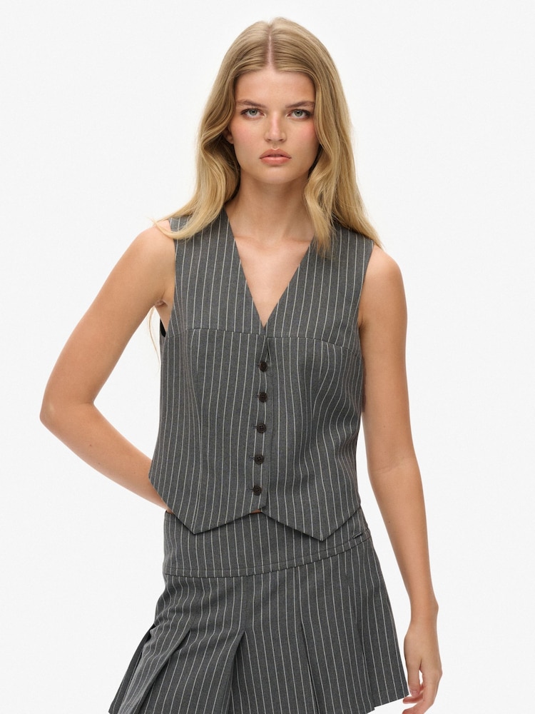 Superdry Grey Waistcoat - Image 1 of 6 Superdry Grey Waistcoat - Image 1 of 6