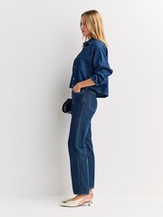 Rag & Bone Blue Featherweight Logan Mid Rise Wide Leg Jeans - Image 3 of 6