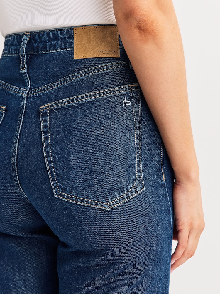 Rag & Bone Blue Featherweight Logan Mid Rise Wide Leg Jeans - Image 6 of 6